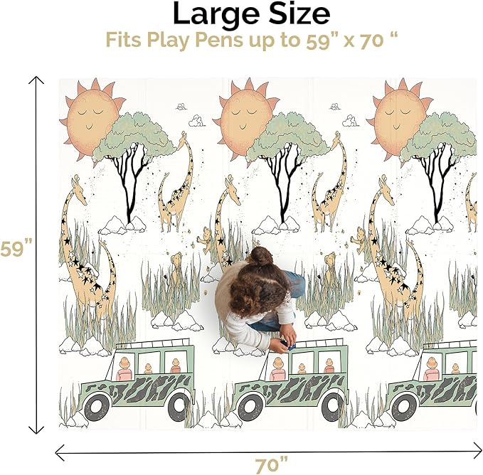 JumpOff Jo Foldable Foam Play Mat ??Large Waterproof Baby & Toddler Activity Floor Mat, Double-Sided 70 x 59 Inch Play Surface