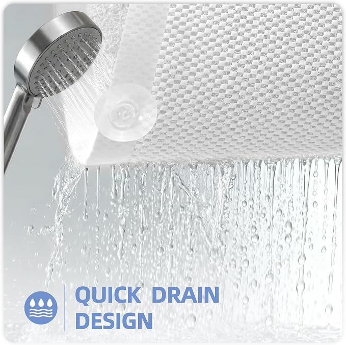 Upgraded Anti Slip Shower Mat for Inside Shower,Non Slip Bathtub Mat with Suction Cups,Shower Floor Mat,Scrubber Mats,Easy to Clean,Quick Dry,Easy Drainage,Loofah Bath Mat for Tub,White,17''x32''