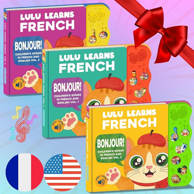 Vol. 3 — Interactive Sound Board Book for Toddlers 1-3, Bilingual English & French Songs & Music, Talking Musical Learning Toy and Gift for Babies & Kids