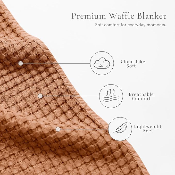 Konssy Waffle Baby Blanket - Soft & Cozy Nursery Swaddle Blanket, Lightweight Toddler Throw for Boys & Girls, Ideal for Wrapping(Brown)