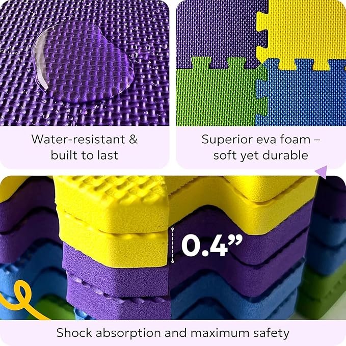 MioTetto Baby Play Mat, Soft Foam Floor Tiles for Kids. Adjustable Interlocking Foam Tiles, Fits with 50x50 Playpen Baby mat for Crawling & Development, Safe & Non-Toxic Playmat for Babies 6-12 Months