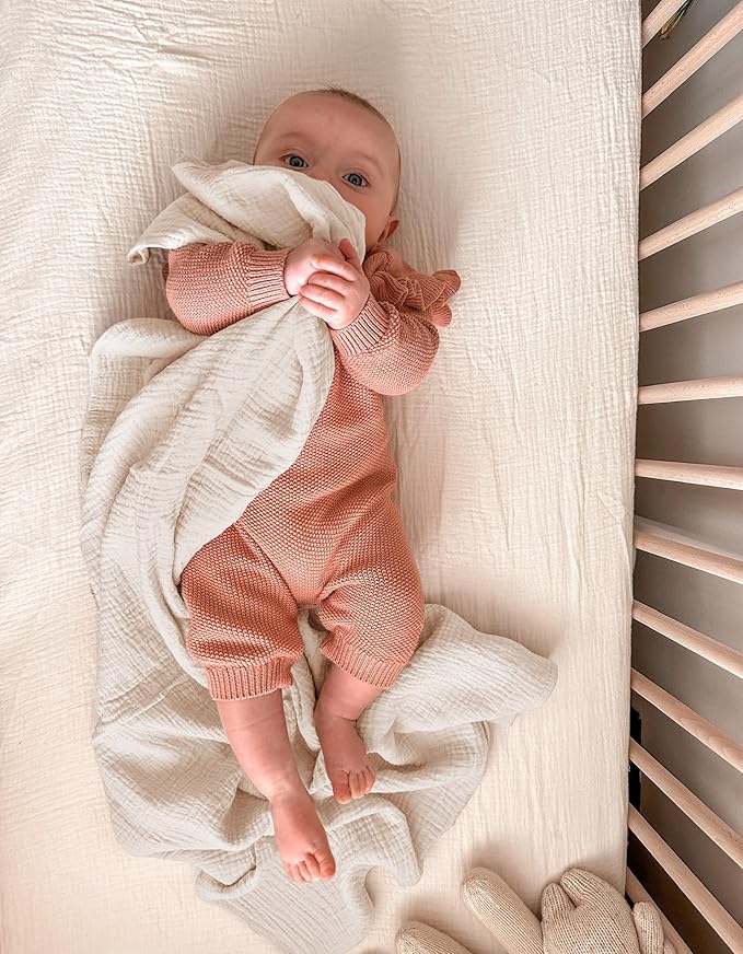 Muslin Swaddle Blankets, Swaddle Blanket for Baby Girls and Boys, Baby Essentials, Suitable for Neutral Newborns and Crib Essentials, Large 40 x 36 inches (Brick)