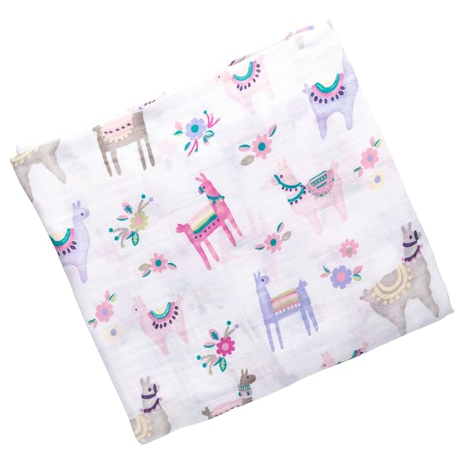 Stephen Joseph, Muslin Swaddle Blanket for Baby Girls and Boys, Newborn Receiving Swaddling, 100% Cotton Wrap, 47 x inches, Llama