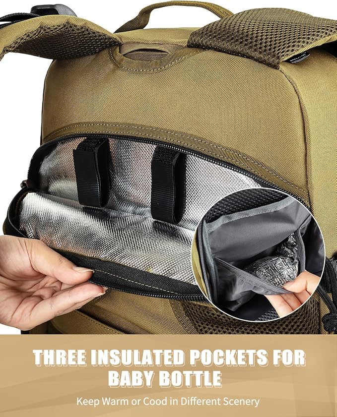 SHARKMOUTH Military Diaper Bag for Dad: Military Baby Backpack with Insulated Changing Pad for Outdoor Dads - MOLLE Webbing & 900D Polyester for Camping Hiking Travel