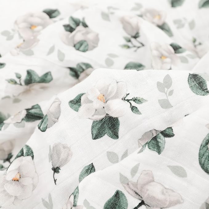 Little Unicorn 100% Certified Natural Organic Cotton Muslin Swaddle Blanket 2 Pack | Giftable Set of 2 swaddles (Magnolia)