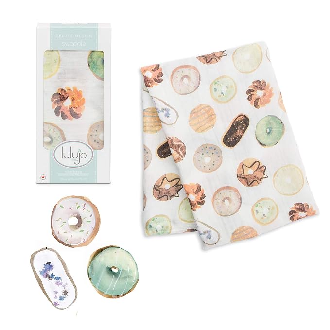 Lulujo Baby Swaddle Blanket| Unisex Softest Bamboo Viscose Muslin Swaddle Blanket| Neutral Receiving Blanket for Girls & Boys 47in x 47in Donuts