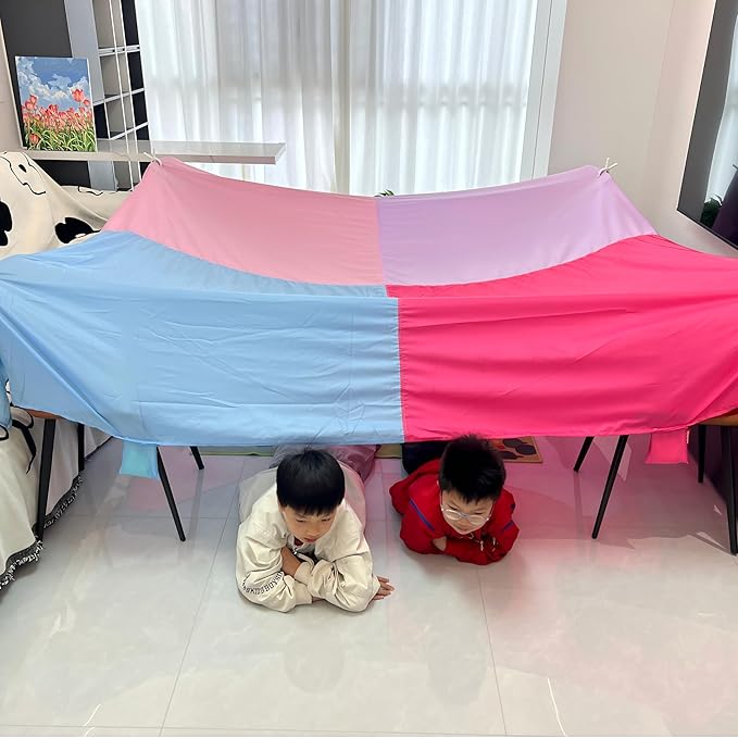 Blanket Fort Building Kit for Kids, Make a Portable Playhouse, Large Blanket and Clips, Magic Play Tent Boys Girls Indoor Outdoor Build Set, STEM Children Toy, Best Gift for Children, Ages 4, 8, 12 +