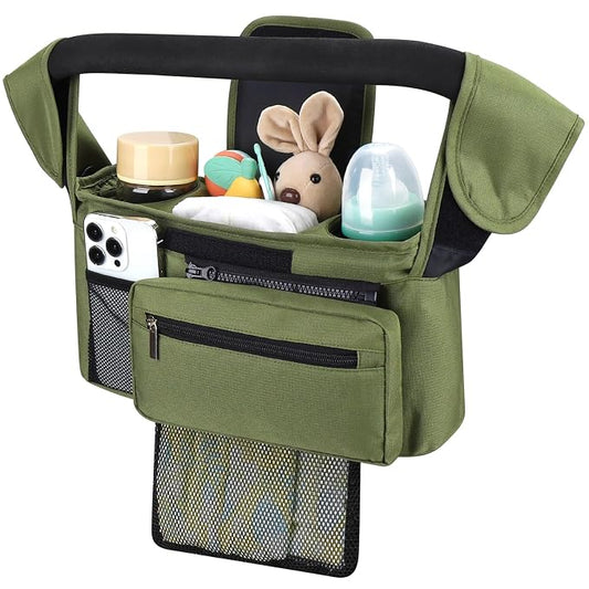 Accmor Universal Stroller Organizer with Insulated Cup Holder Detachable Phone Bag and Shoulder Strap,Stroller Bag Caddy Organizer Fits for Uppababy, Baby Jogger, Britax Strollers