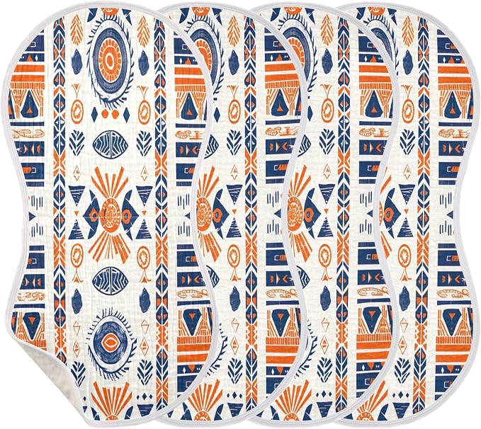 Native American Tribal Muslin Baby Burp Cloths - Super Absorbent and Soft Burping Rags - Cotton Burp Clothes Set for Boys and Girls, 1 Pack