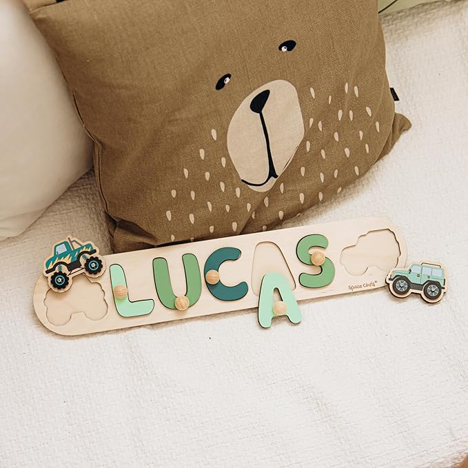 Personalized Name Puzzle with Pegs, Newborn Baby Gift, Montessori Puzzle for Toddlers, Wooden Toys for Kids, Baby Shower or Baptism