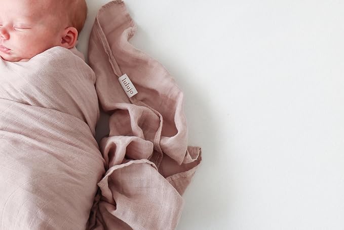 Lulujo Baby Swaddle Blankets | Unisex Softest Breathable Cotton Muslin Swaddle Blanket Set | Neutral Receiving Blanket for Girls & Boys | 40in x 40in | Mushroom & Sand | 2-Count