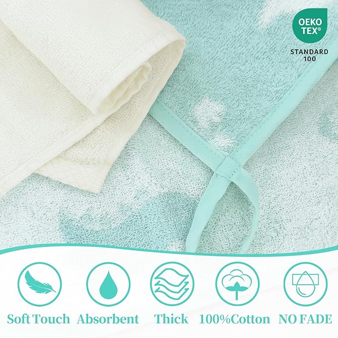 VOOVA & MOVAS Dino & Ivory Ultra-Soft Baby Washcloths ??100% Cotton, Highly Absorbent ??12"x12", 6 Pack ??Newborn Towels ??Baby Essentials ??Perfect Set