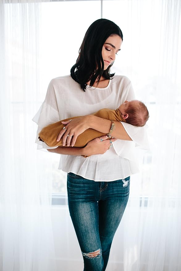 Copper Pearl Swaddle Blankets for Newborns | Soft Stretchy Receiving Blankets for Boys and Girls | Large 46 x 46 Inch Baby Blankets | Lightweight and Breathable Swaddles | Camel