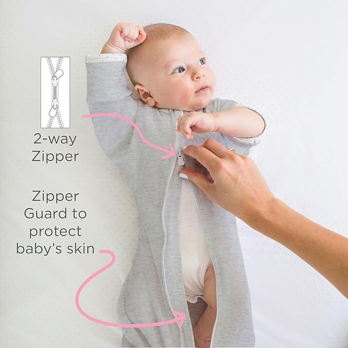 SwaddleDesigns Transitional Swaddle Sack, Arms Up Half-Length Sleeve Mitten Cuff, Most Gradual Transition Swaddle for Newborn