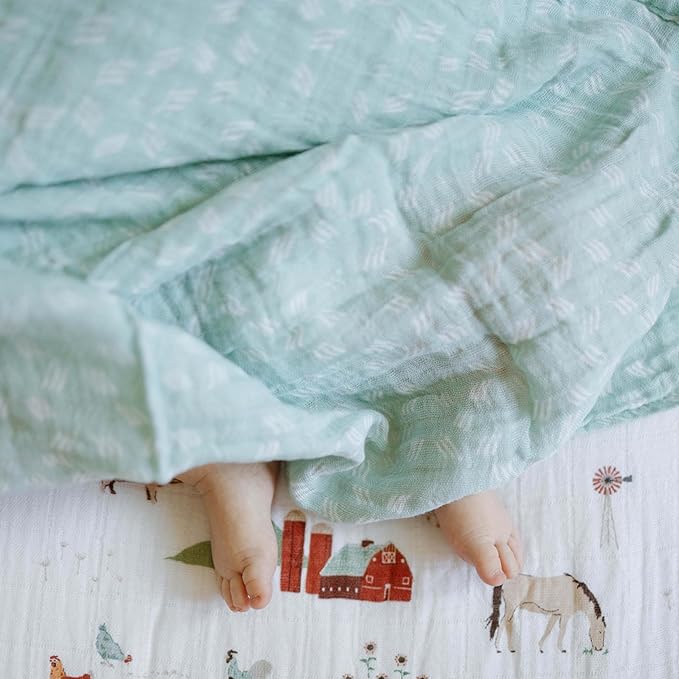 Little Unicorn Premium Cotton Swaddle Baby Blanket | Breathable Fabric | for swaddling, Play, Nursing & More (Misty Field)