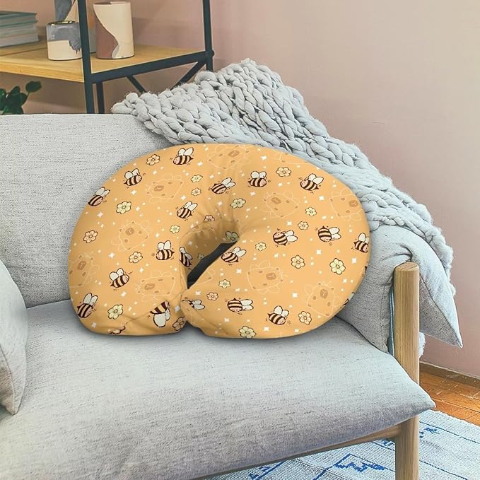 Bee Capybara Nursing Pillow Covers for Baby Girl, Soft Removable Covers Breathable for Breastfeeding Pillows, Nursing Pillow Cases Fit Standard Nursing Pillows