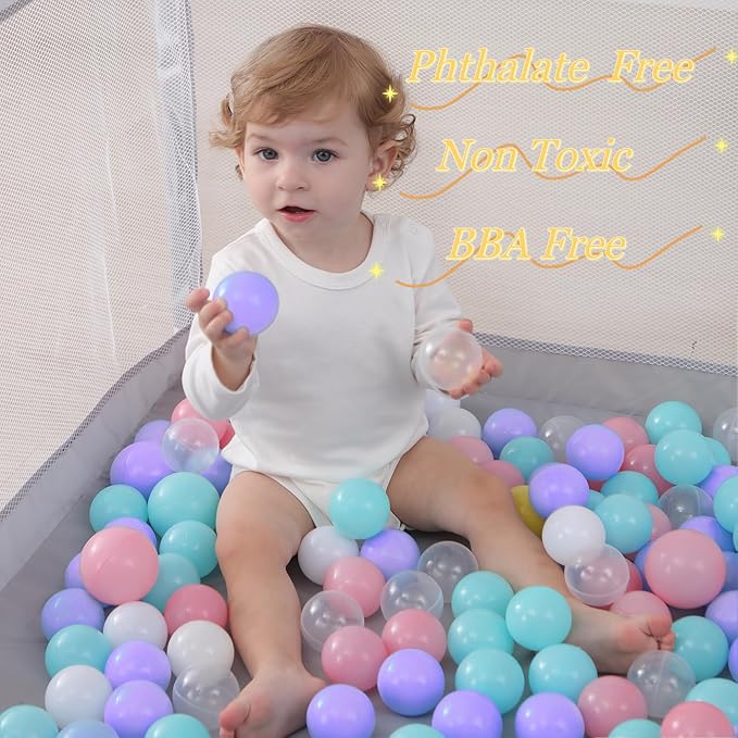 200/500/1000/2000 Count Soft Plastic Ball Pits Balls Colorful Play Pits Balls for Pet Dogs Ball Pits 2.2" Large Phthalate Free Bpa Free Balls for Toddlers 1-3 Baby Kids