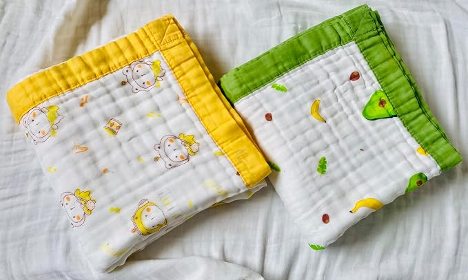 2-Pack Muslin Swaddle Blanket – 100% Organic Cotton Baby Blanket, 6-Layer Soft & Breathable, 43 × 43 in