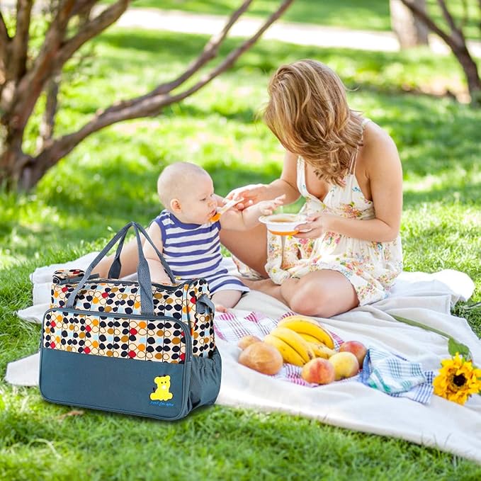 Moclever 5PCS Diaper Bag Tote Set for Baby Essentials ??Large Baby Bags for Mom, Waterproof Maternity Bags with Bottle Bag, Food Bag & Changing Pad (Gray)