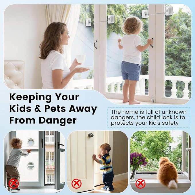 2 Pack Mini Fridge Lock, Child Proof Cabinet Lock with 2 Keys, Upgraded Refrigerator Locks Baby Proofing for Freezer, Cabinets, Drawers, Air Fryer, Closets, Windows and Doors, NO DRILLING