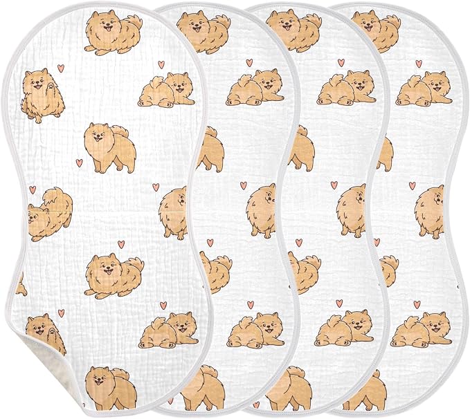 vvfelixl Funny Pomeranian Spitz Dogs Burp Cloths for Baby Boy Girls Baby Washcloths Burp Rags 1 Pack