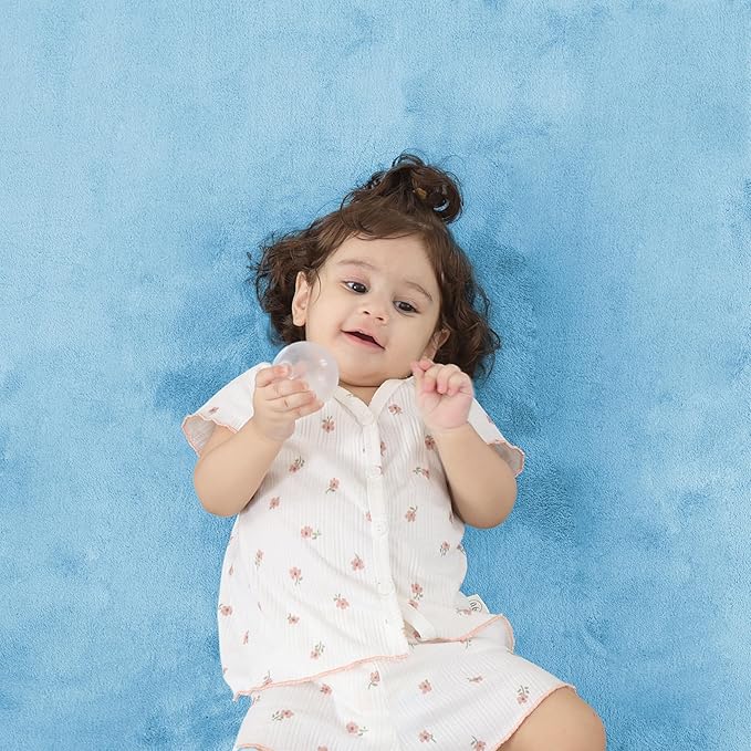 1.3" Thick Baby Floor Play Mat 50x50, Basic Padded Foam Mat for Tummy Time Crawling, Non Slip Cushioned for Babies Toddlers Infants Kids (Ice Blue)