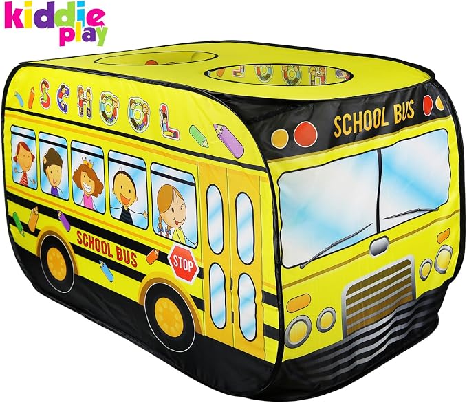 Kiddie Play School Bus Pop Up Play Tent for Kids Boys & Girls Indoor Outdoor Playhouse Toy