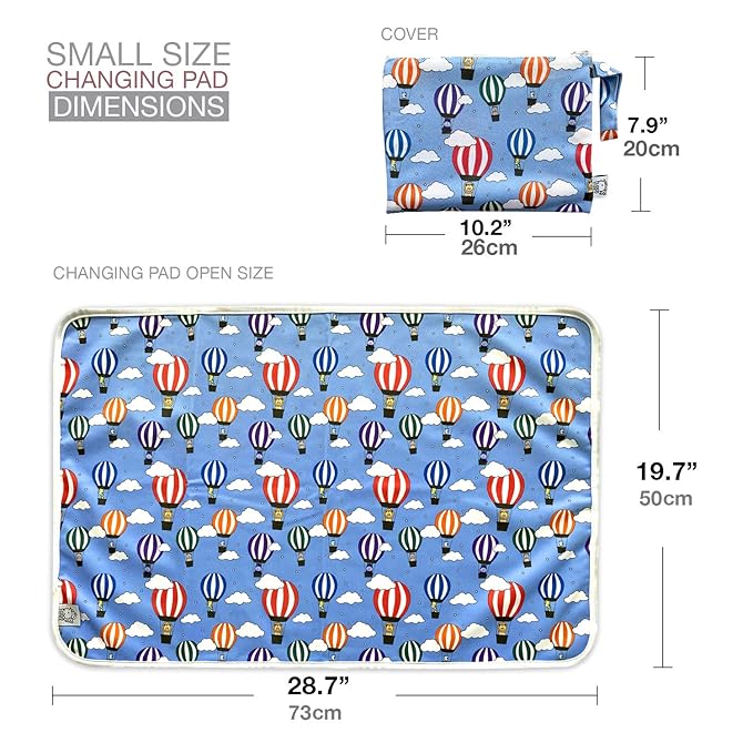 Flockthree Waterproof Baby Changing Pad with Storage Bag (28.7" X 19.7") Washable Wipeable Reusable Leak Proof Diaper Travel Mat Station Changing Mattress Liner Cribs Bed Cover, Flying Animals