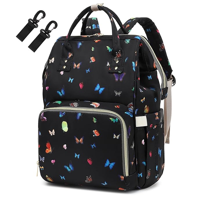 Butterfly Diaper Bag Backpack for Baby Girls, Mom Waterproof Large Nappy Bags for Women