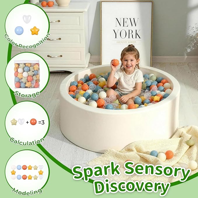 TRENDPLAY Ball Pit Balls Star and Heart Shapes for Toddlers - 50 100 200 500 Count Plastic Balls for Ball Pit Fun and Play