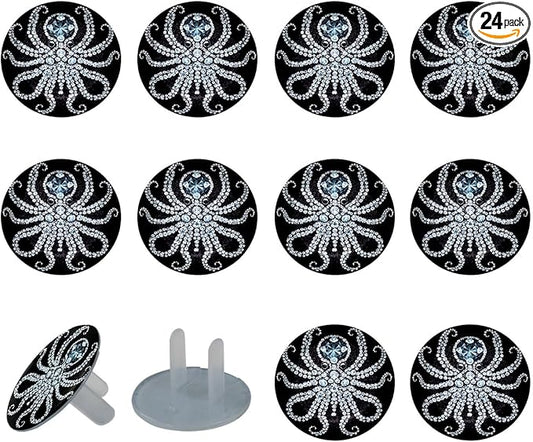 24 Packs Outlet Covers Baby Child Proofing, Octopus 2-Prong Power Wall Plate Safety Receptacle Cover, Socket Protection Cap for Home, Kids Room, Bedroom