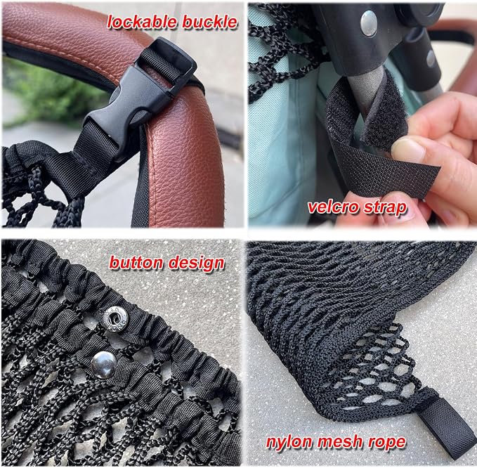 2-in-1 Universal Stroller Organizer & Golf Cart Mesh Bag, Stretchy 300D Polyester Hanging Storage Bag with Adjustable Velcro, for Baby Diaper Toys Snacks Golf Accessories