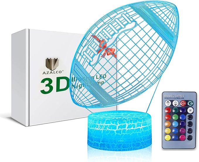 Rugby Night Light,3D Illusion Football Lamp for Kids Sprot Fans with 16 Colors Changing Remote Control&Smart Touch Bedroom Decor Lamp Holiday Xmas Birthday Gift