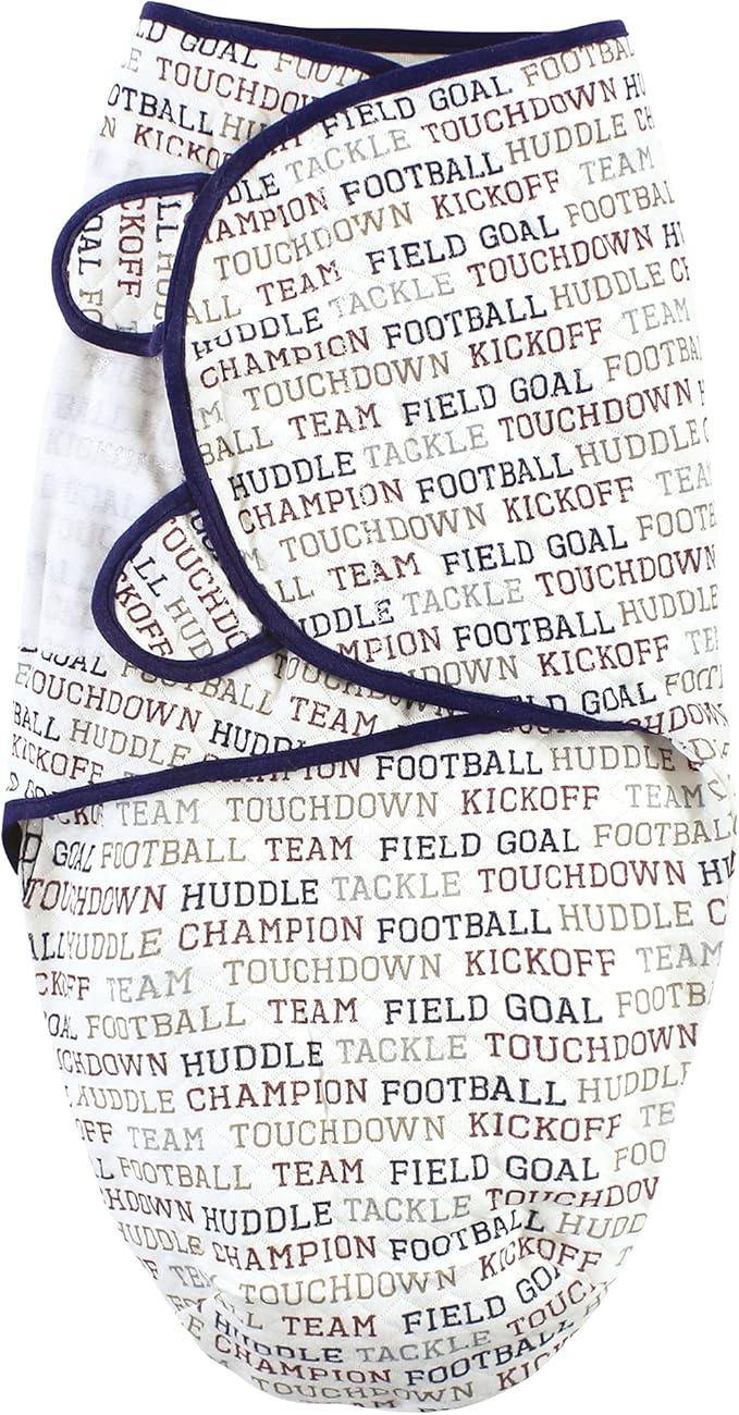 Hudson Baby Unisex Baby Quilted Cotton Swaddle Wrap 3pk, Football, 0-3 Months
