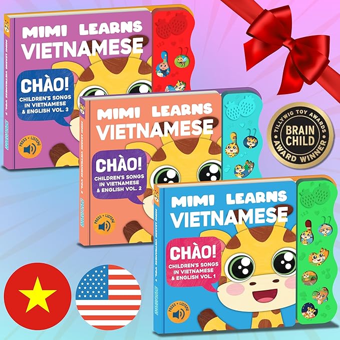 Vol. 1 ??Interactive Sound Board Book for Toddlers 1-3, Bilingual English & Vietnamese Songs & Music, Talking Musical Learning Toy and Gift for Babies & Kids
