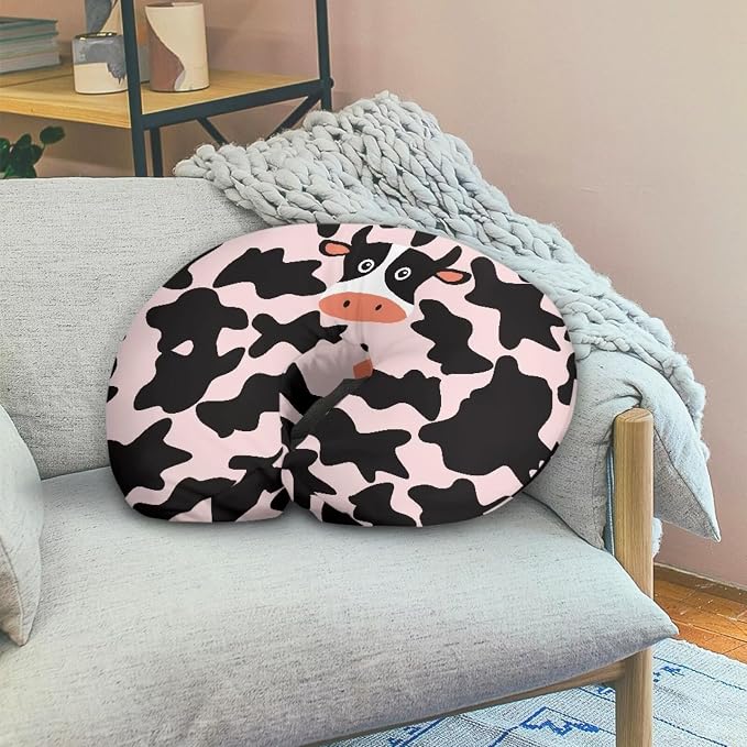 Forchrinse Pink Cow Nursing Pillow Cover for Girls Pink Nursing Pillow Slipcover for Breastfeeding Moms