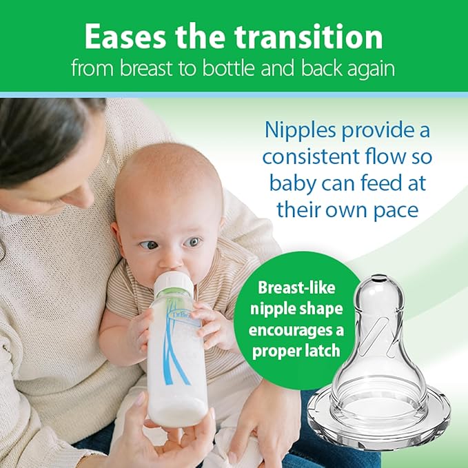 Dr. Brown's Anti-Colic Options+ Narrow Glass Baby Bottle with Level 1 Slow Flow Nipple, BPA-Free, 8 oz/250 mL, 0m+, 1-Pack (Packaging May Vary)