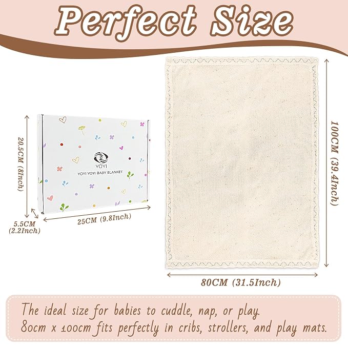 YOYI YOYI Cotton Baby Blanket Toddler Blankets Soft Warm Breathable Nursery Swaddling Blankets for Girls and Boys Receiving Blanket for Crib, Stroller, car 31x40 inches(Oatmeal Fleck)