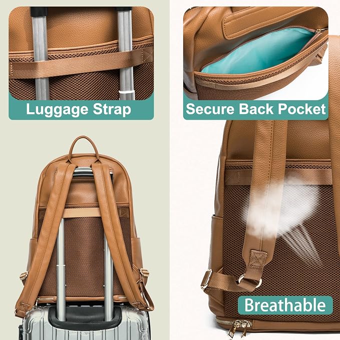 MOMINSIDE Mini Diaper Bag Backpack, Breast Pump Bag, Small Baby Diaper Bag, Leather Mini Diaper Bag, Diaper Bag Organizers, 2 Insulated Pockets, Stroller Strap