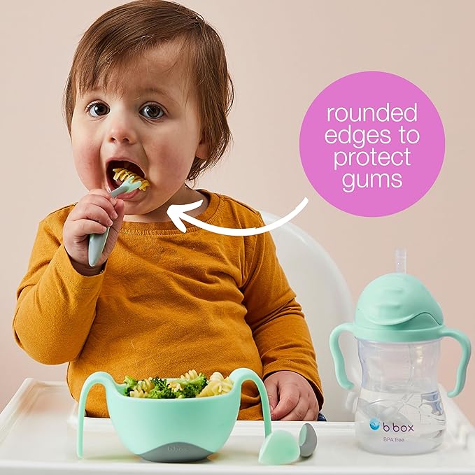 b.box Toddler Cutlery Set ??Patented FLORK Flower Fork & Easy-Grip Spoon with Travel Case. BPA-Free, Dishwasher Safe. Designed by Occupational Therapists. Ages 9M+ (Boysenberry)