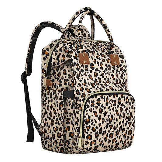 Femuar Diaper Bag Backpack Multifunction Maternity Diaper Bag for Baby Girls & Boys Large Capacity Travel Nappy Bags Leopard Print