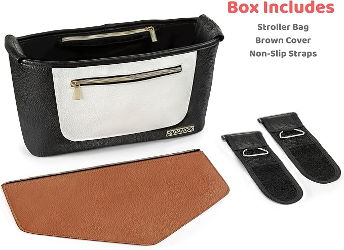 Non Slip Stroller Organizer With Brown Cover