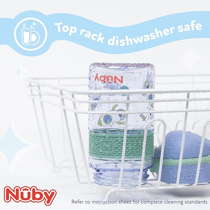Nuby Thirsty Kids Flip-It Bolt Toddler Cup with Push-Button Locking Flip-Top and Silicone Spout - 12 oz - Easy-Grip and Spill-Resistant - 18+ Months - Mammoths
