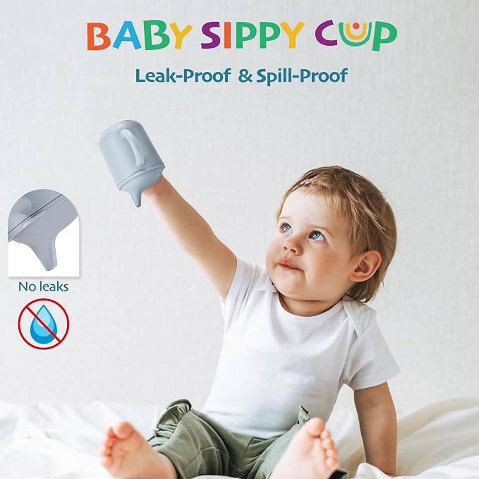 Leeleelon® Silicone Sippy Cups for Baby, 6 oz, 6+ Months, Soft Spout and 100% Leak-Proof Design, Platinum Silicone (Canyon Rose)