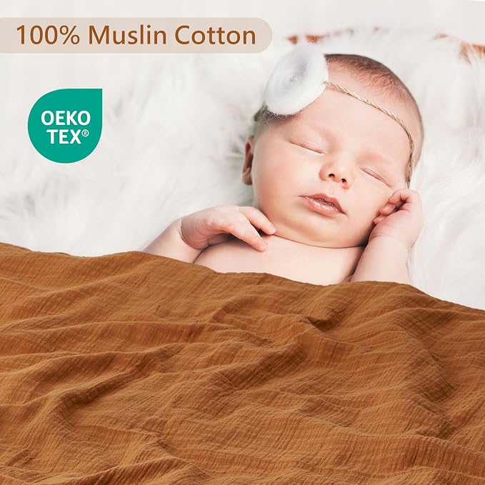 3-Pack Muslin Swaddle Blankets 47x47-100% Cotton Breathable Receiving Blankets for Newborn Baby, Soft Swaddling Wraps, Warm Terrazzo Trio