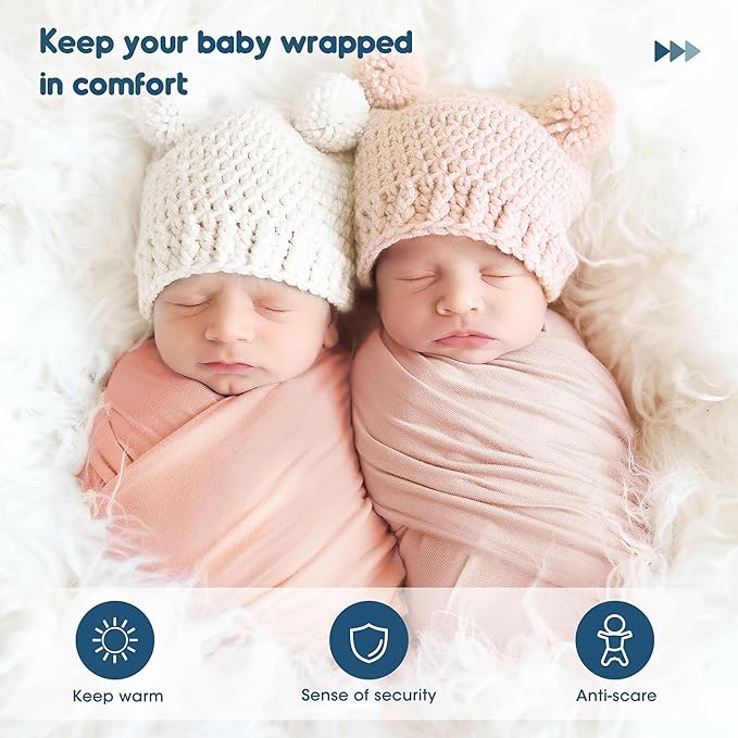 GRSSDER Newborn Swaddle Blanket, Ultra Soft Stretchy Jersey Knit Receiving Blankets 2 Pack, Comfortable and Lightweight, Easy to Swaddle Baby Snug and Cozy, Extra Large Size 33 x 44