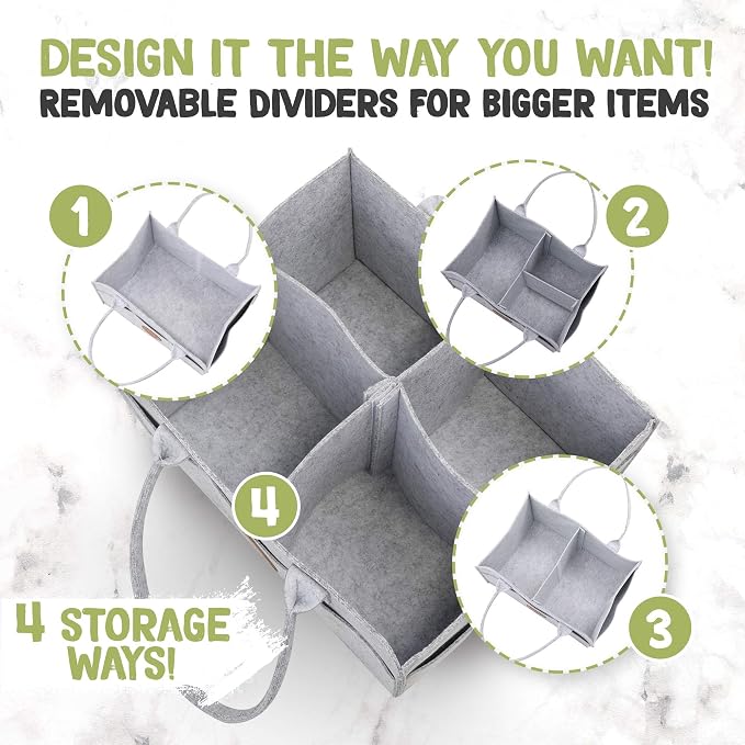 KeaBabies 5-Pack Muslin Baby Burp Cloths and Baby Diaper Caddy Organizer - Baby Essential for Newborn, Boy, Girl - Perfect Nursery Gift