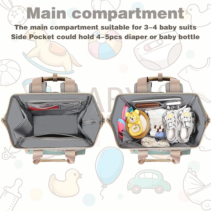 Jiefeike Diaper Bag Backpack,Dad Mom Travel Backpack Diaper Bag for Baby Boys Girls,Insulated Pockets Portable Baby Nappy Bags RFID Anti-Theft Water-Resistant Pocket Stroller
