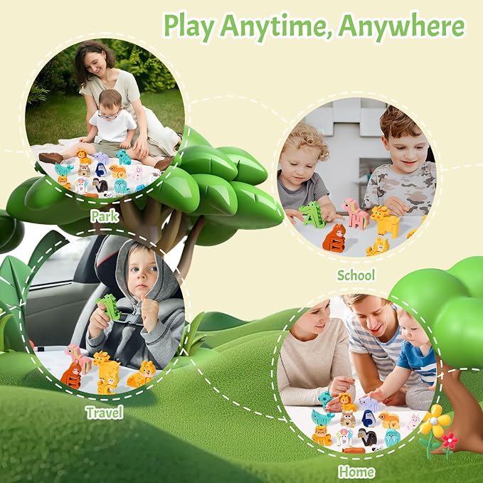 Wooden Alphabet Puzzle for Kids Ages 3-5 - 52pcs ABC Animal Matching Game with Storage Bag, Montessori Learning Toys, 3D Letter Recognition Puzzle, Non-Toxic Educational Gift for Toddlers