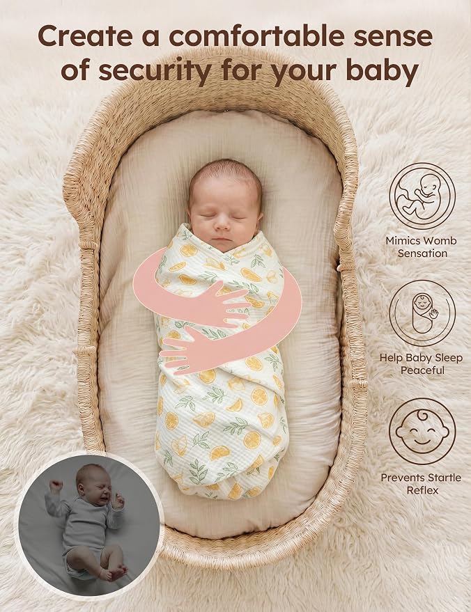 Unnivoll Muslin Swaddle Blankets for Newborns, 100% Cotton Receiving Blankets, Large 38 x 40 inches Baby Swaddle Blanket for Baby Boys and Girls, Soft Breathable Infant Baby Essentials 3 Pack Green